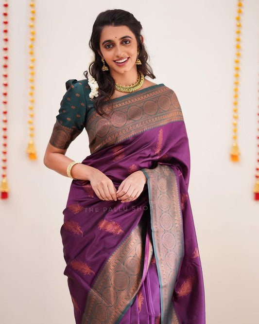 Purple Banarasi Silk Saree