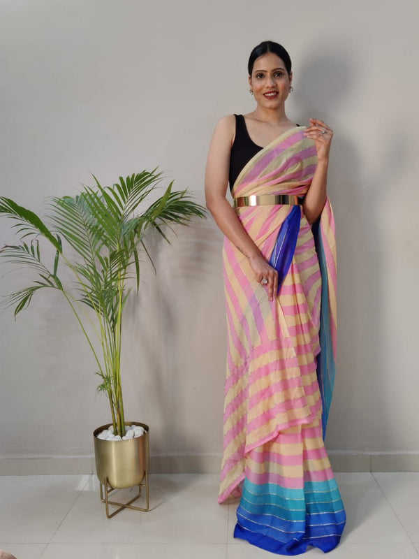 1-MIN READY TO WEAR SAREE IN PREMIUM CHIFFON SILK WITH BLOUSE