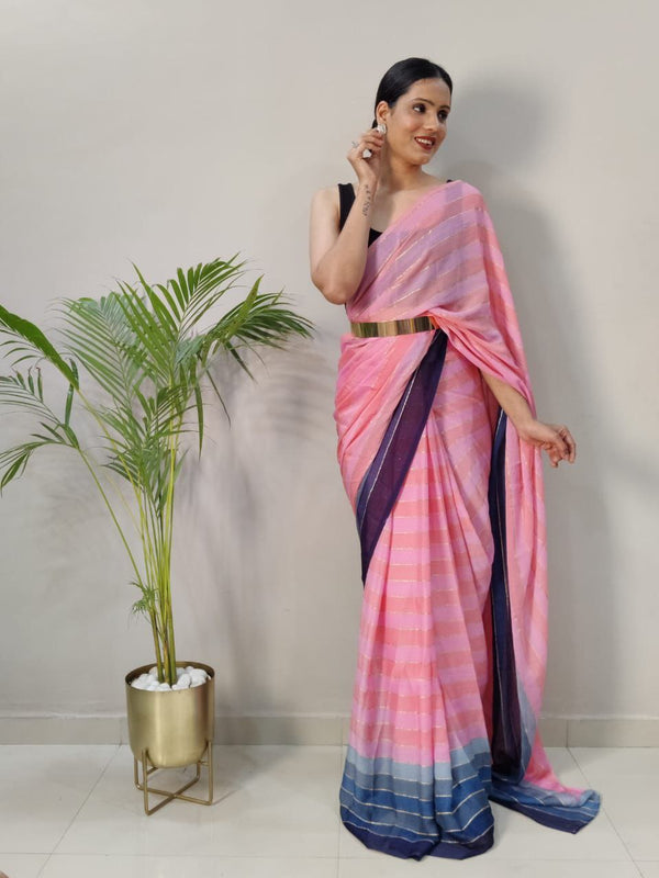 1-MIN READY TO WEAR SAREE IN PREMIUM CHIFFON SILK WITH BLOUSE