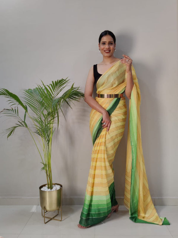 1-MIN READY TO WEAR SAREE IN PREMIUM CHIFFON SILK WITH BLOUSE