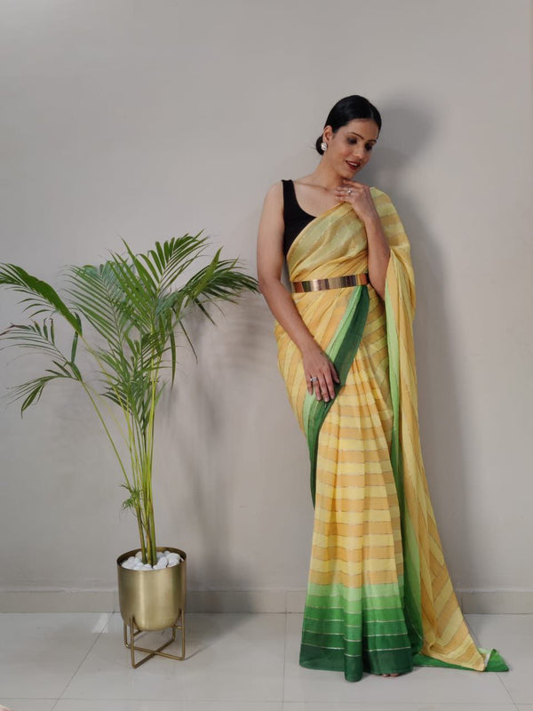 1-MIN READY TO WEAR SAREE IN PREMIUM CHIFFON SILK WITH BLOUSE