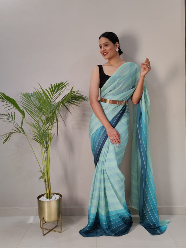 1-MIN READY TO WEAR SAREE IN PREMIUM CHIFFON SILK WITH BLOUSE