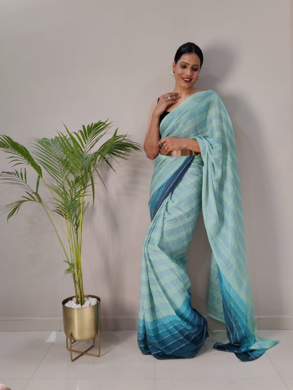 1-MIN READY TO WEAR SAREE IN PREMIUM CHIFFON SILK WITH BLOUSE