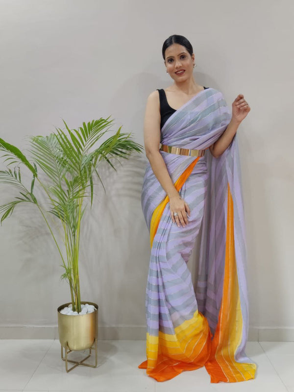 1-MIN READY TO WEAR SAREE IN PREMIUM CHIFFON SILK WITH BLOUSE