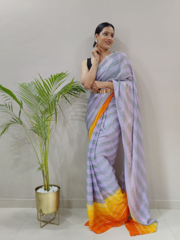 1-MIN READY TO WEAR SAREE IN PREMIUM CHIFFON SILK WITH BLOUSE