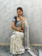 1 MIN READY TO WEAR GEORGETTE WORK SAREE WITH UNSTITCH BLOUSE.