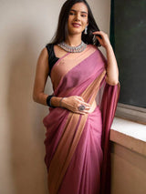 1-MIN READY TO WEAR SAREE IN PREMIUM CHIFFON SILK WITH ZARI PATTA