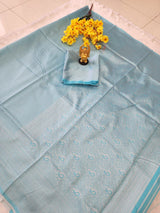 Sky Blue Kanjivaram Soft Silk Saree With Rich Pallu