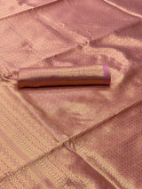 Peach Color Soft Silk Banarasi Saree With Copper Zari Work