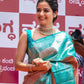Light Brown and Sea Blue Color Soft Silk Saree With Copper Zari Work